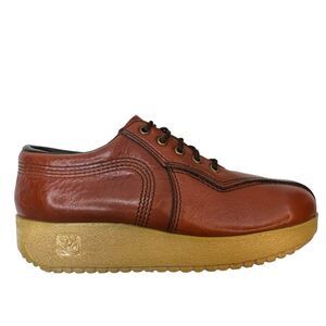 MORGAN QUINN Vintage 1970’s Era Brown Leather Platform Loafers Size 7.5